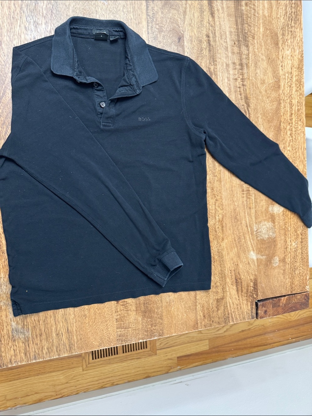 Boss Men's Long-Sleeve Polo Shirt in Black